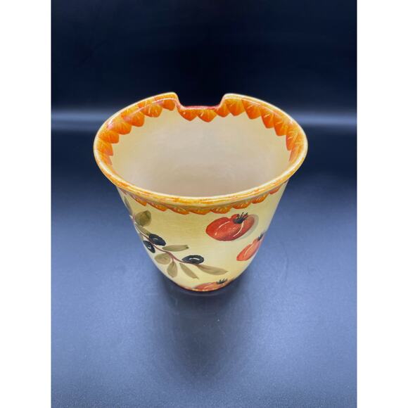 Vintage Italica ARS Pottery Utensil Vase Hand Painted Olives Made in Italy - Picture 3 of 7